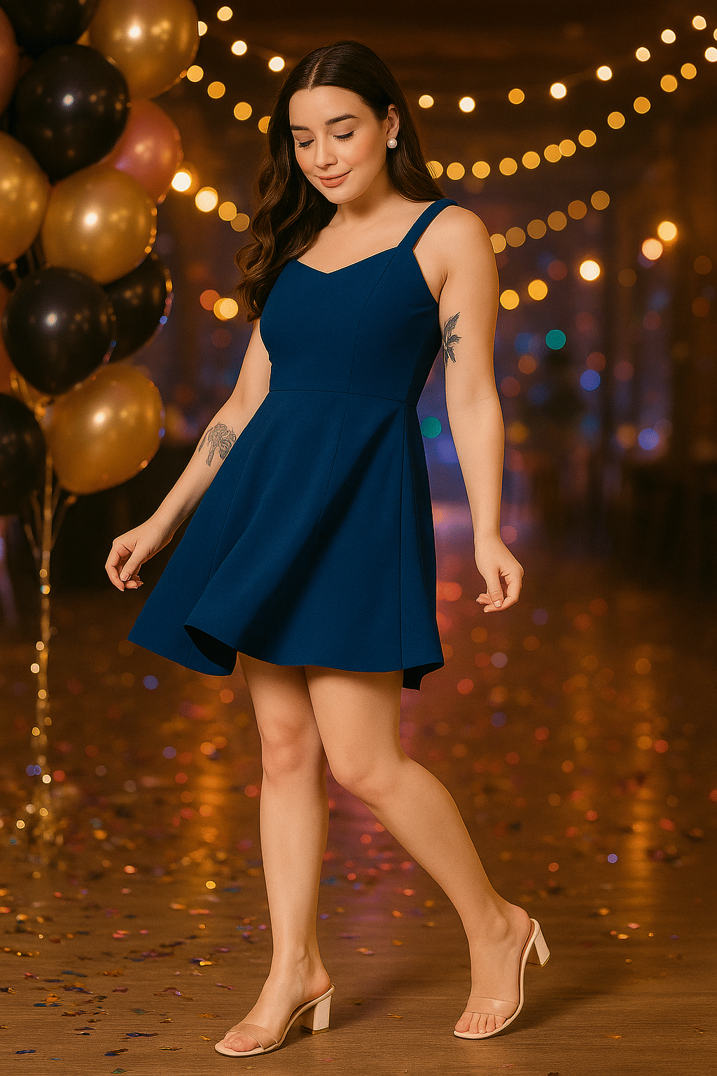 HUEGENZ Women Nylon Solid Fit & Flare Dress ( Teal ) HUEGENZ Women Nylon Solid Fit & Flare Dress ( Teal )
