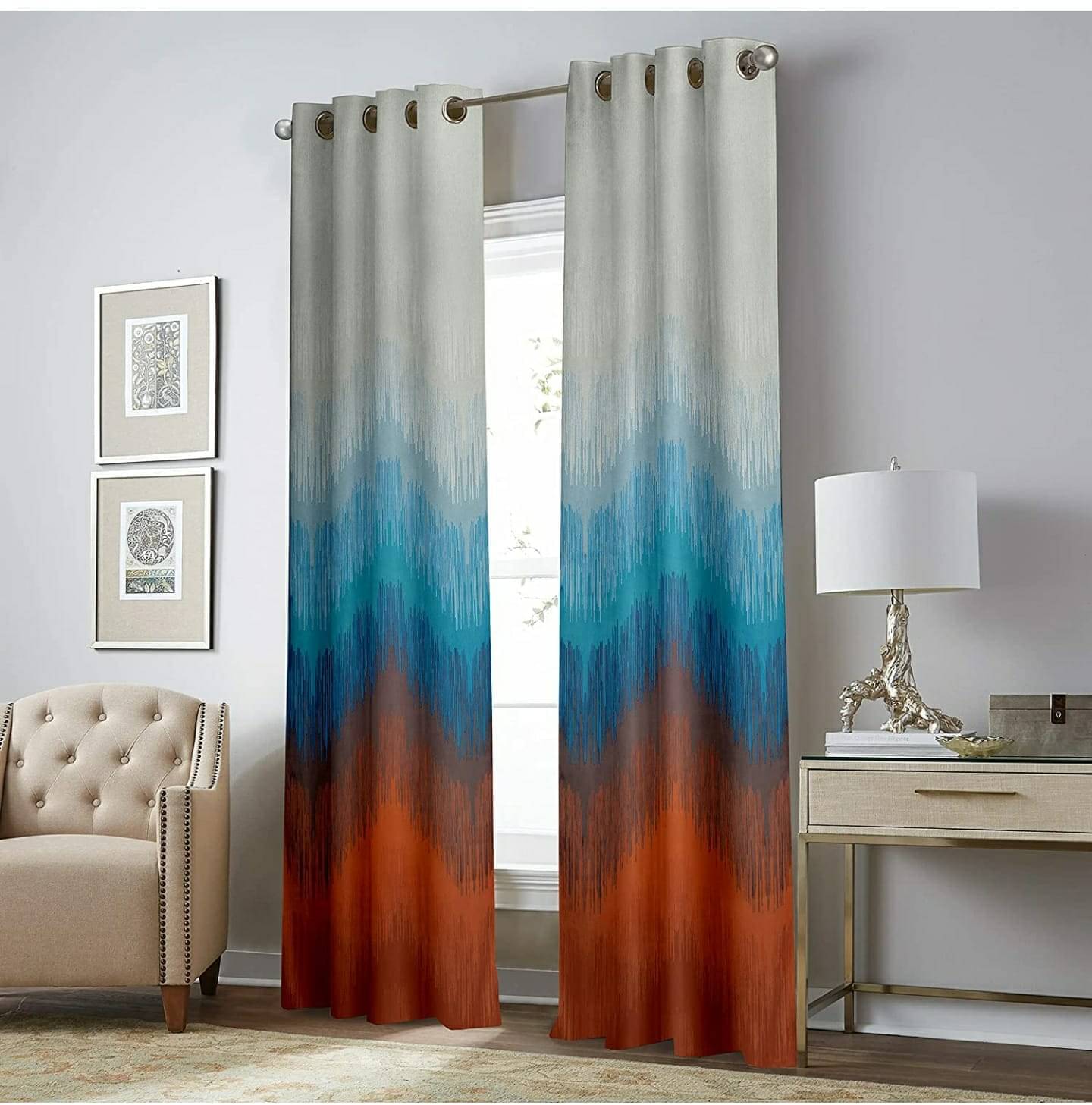     			JV Creation Abstract Room Darkening Eyelet Curtain 9 ft ( Pack of 1 ) - Multicolor