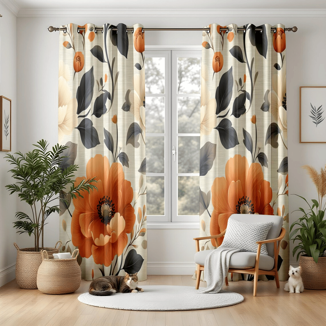     			JV Creation Abstract Room Darkening Eyelet Curtain 7 ft ( Pack of 1 ) - Multicolor