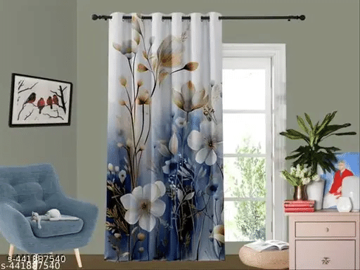 JV Creation Floral Room Darkening Eyelet Curtain 5 ft ( Pack of 1 ) - Multicolor JV Creation Floral Room Darkening Eyelet Curtain 5 ft ( Pack of 1 ) - Multicolor