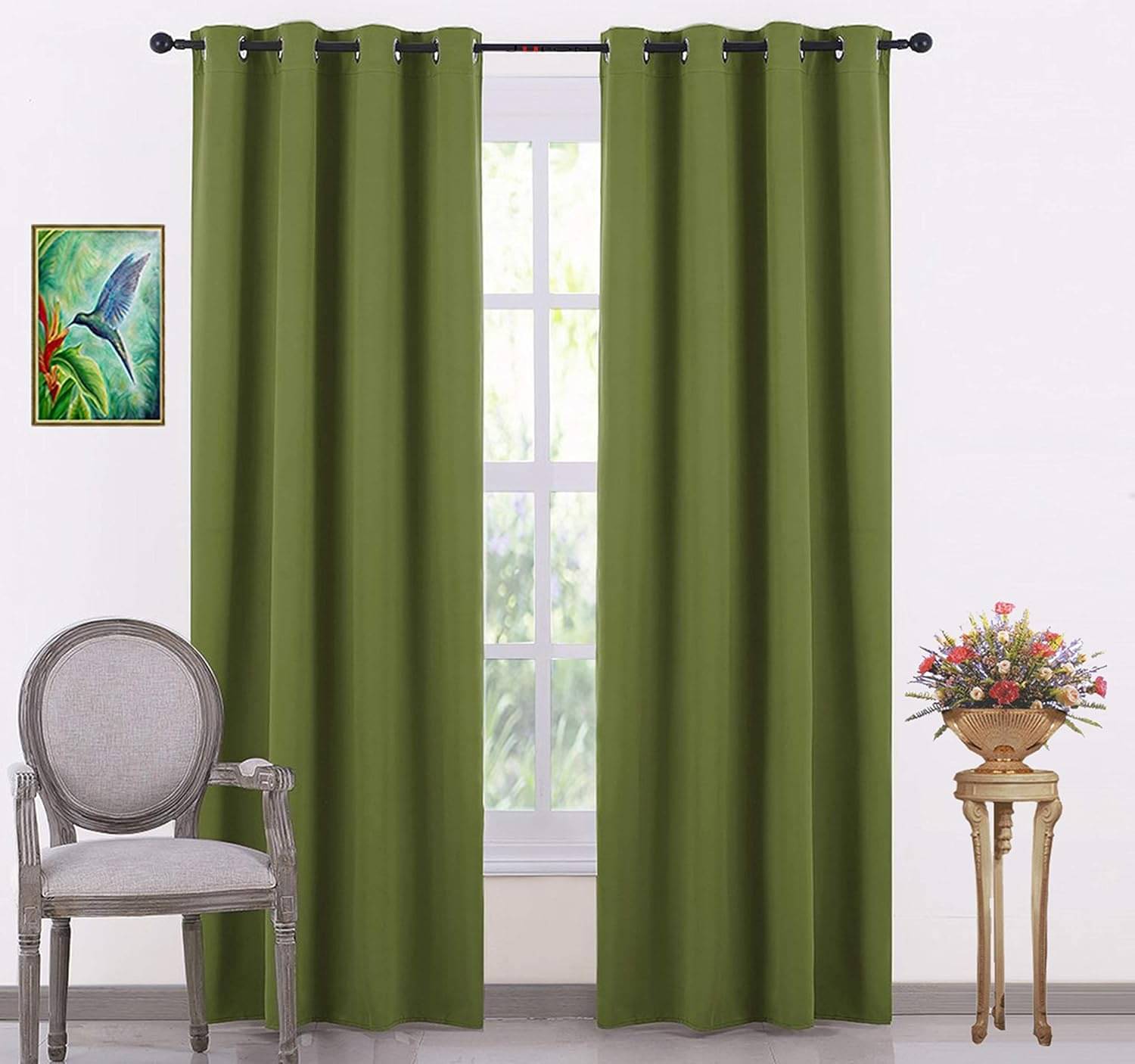 JV Creation Solid Room Darkening Eyelet Curtain 5 ft ( Pack of 2 ) - Green JV Creation Solid Room Darkening Eyelet Curtain 5 ft ( Pack of 2 ) - Green