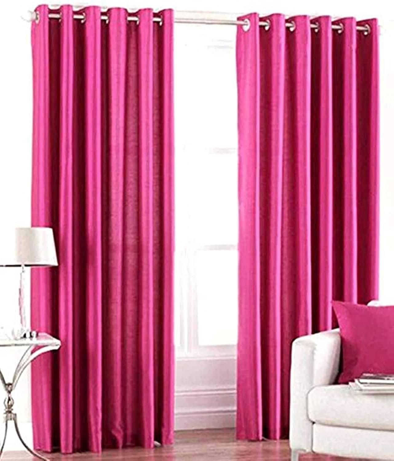     			JV Creation Solid Room Darkening Eyelet Curtain 9 ft ( Pack of 2 ) - Pink