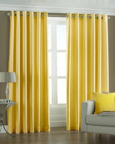     			JV Creation Solid Room Darkening Eyelet Curtain 9 ft ( Pack of 2 ) - Yellow