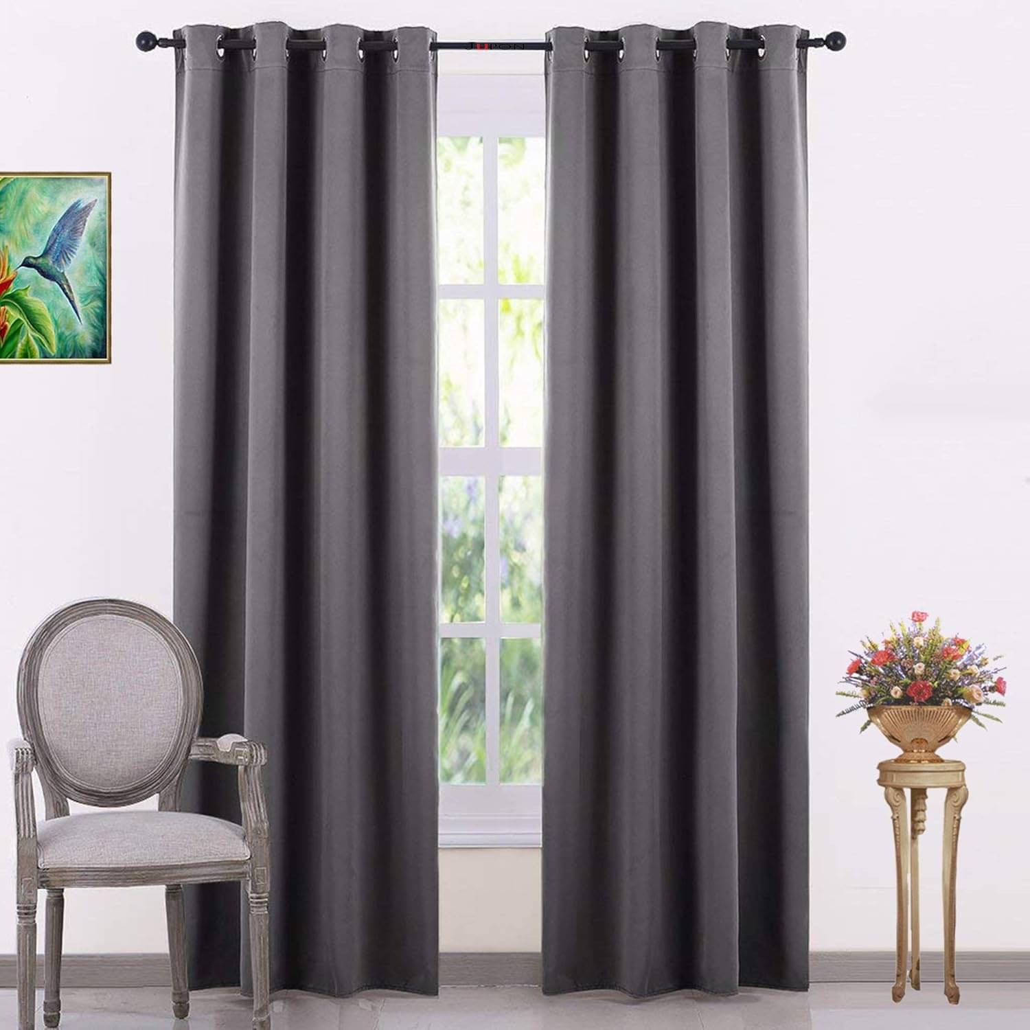     			JV Creation Solid Room Darkening Eyelet Curtain 5 ft ( Pack of 2 ) - Grey