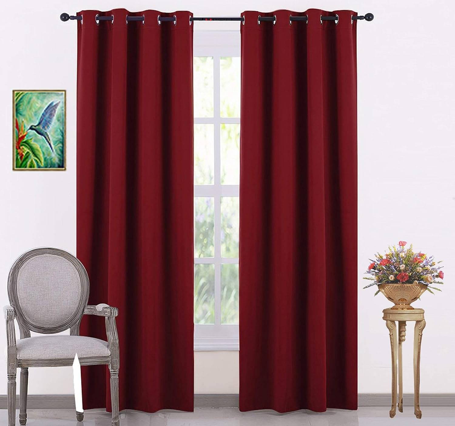 JV Creation Solid Room Darkening Eyelet Curtain 5 ft ( Pack of 2 ) - Maroon JV Creation Solid Room Darkening Eyelet Curtain 5 ft ( Pack of 2 ) - Maroon