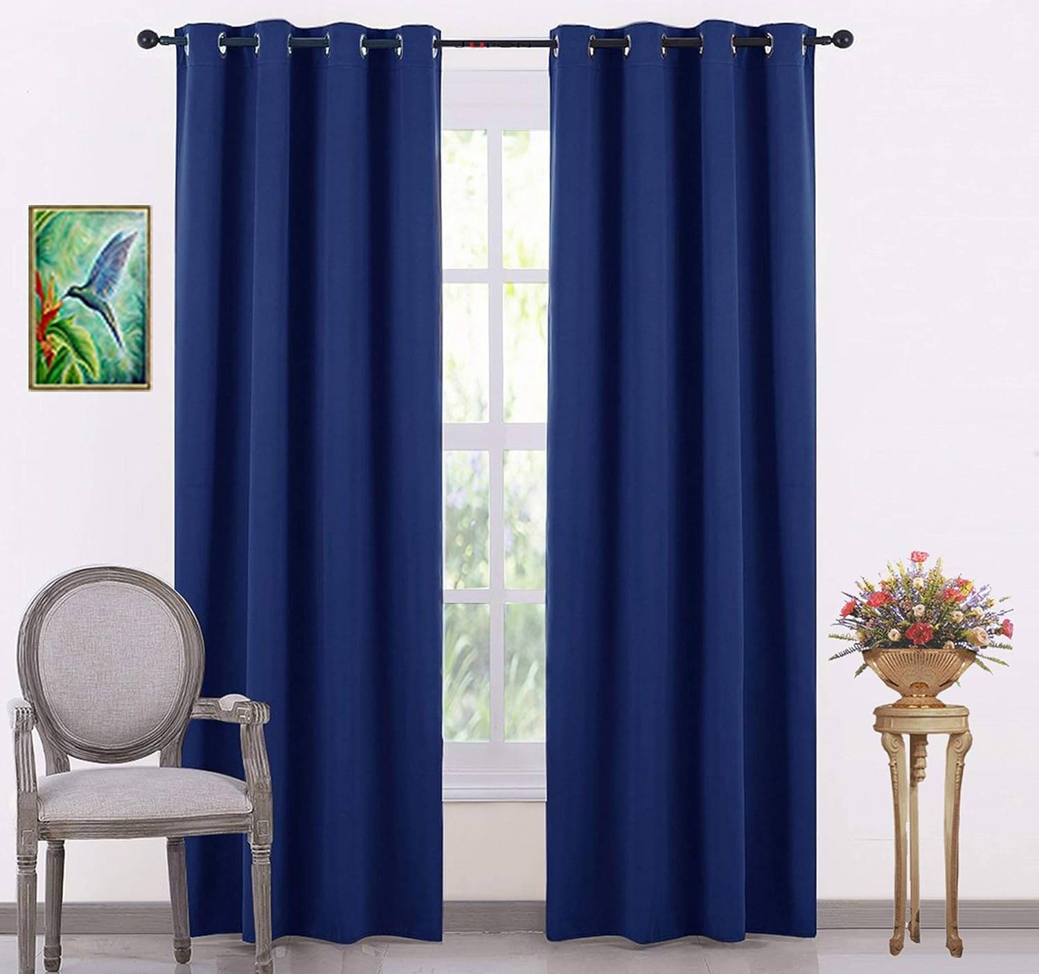    			JV Creation Solid Room Darkening Eyelet Curtain 5 ft ( Pack of 2 ) - Blue