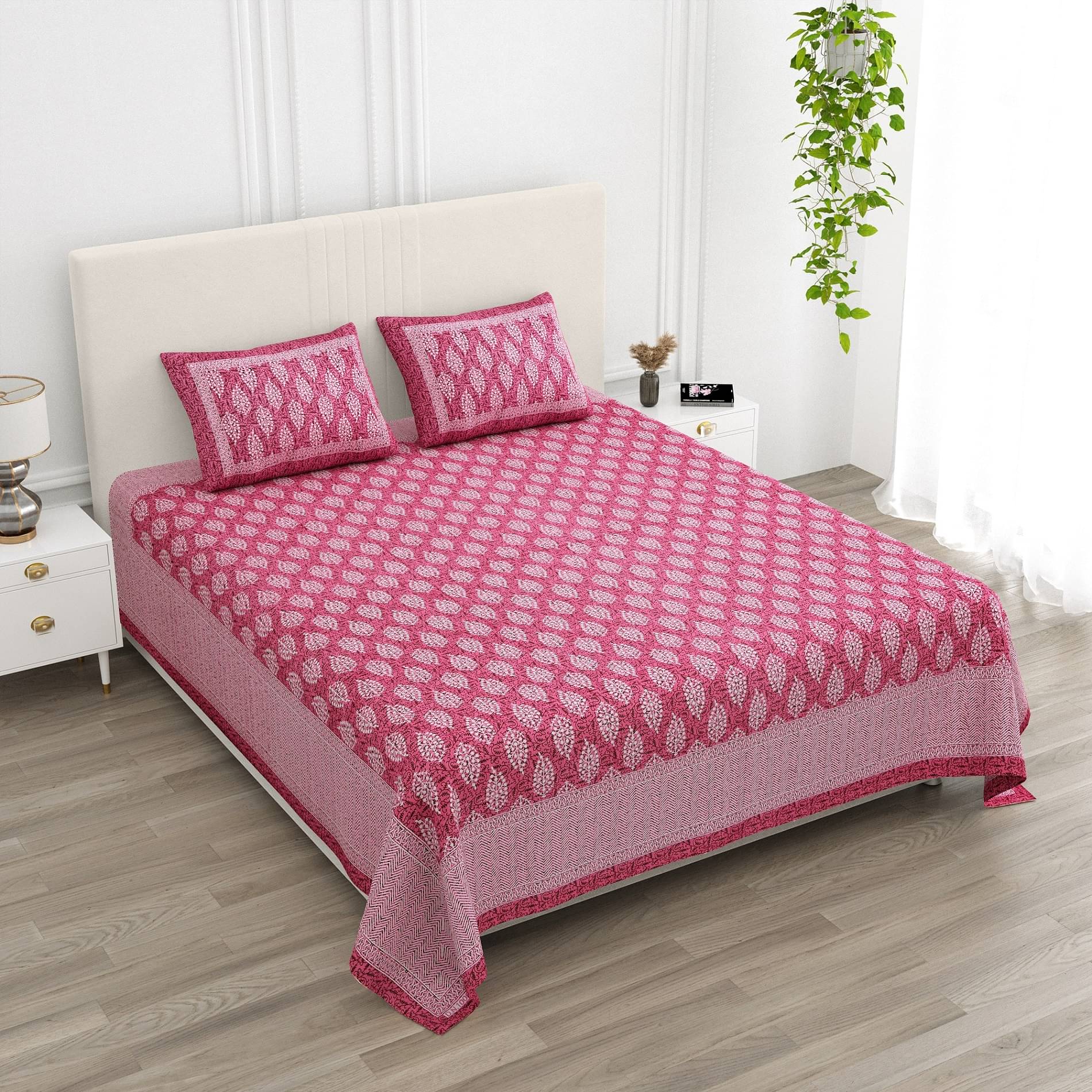     			K.D.PRINTS Cotton 1 Double King Bedsheet with 2 Pillow Covers ( Multicolor )