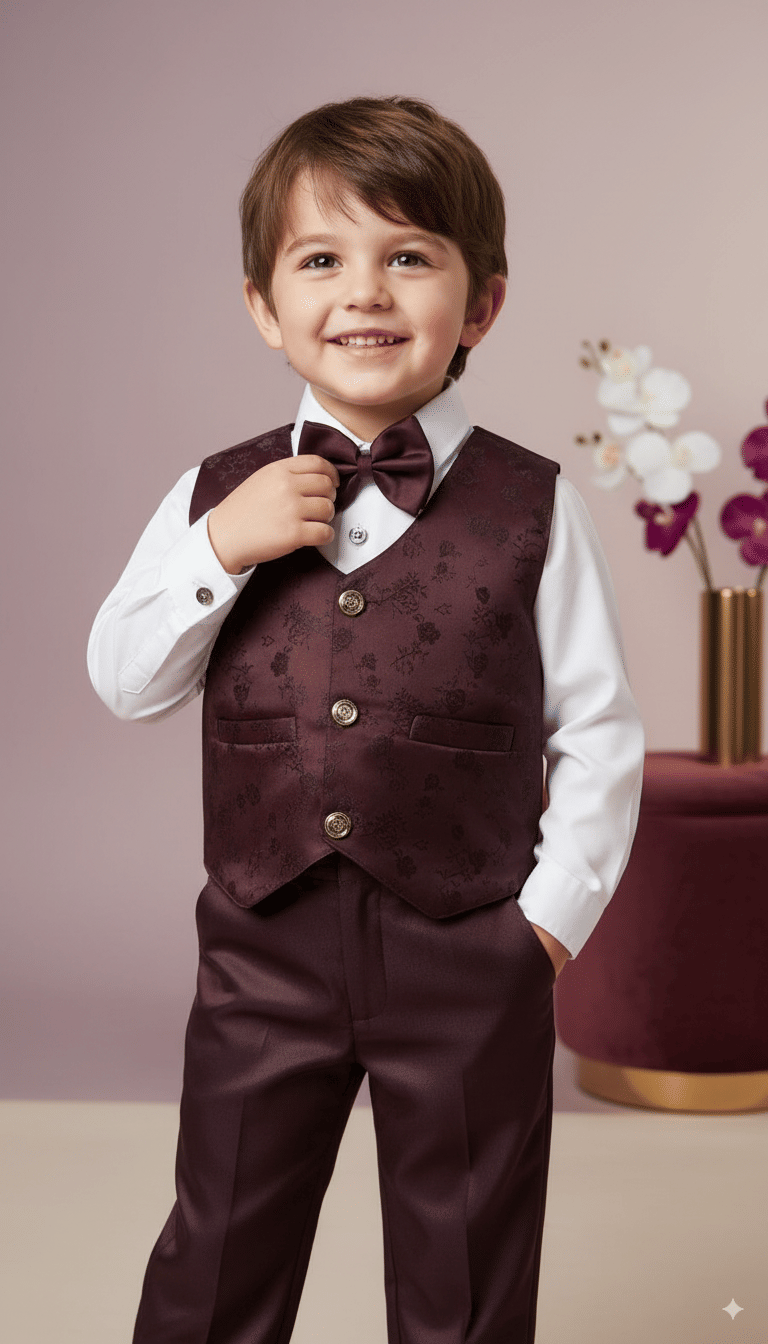     			KDF Baby Boys Cotton Waistcoat ( Pack of 1 , Maroon )