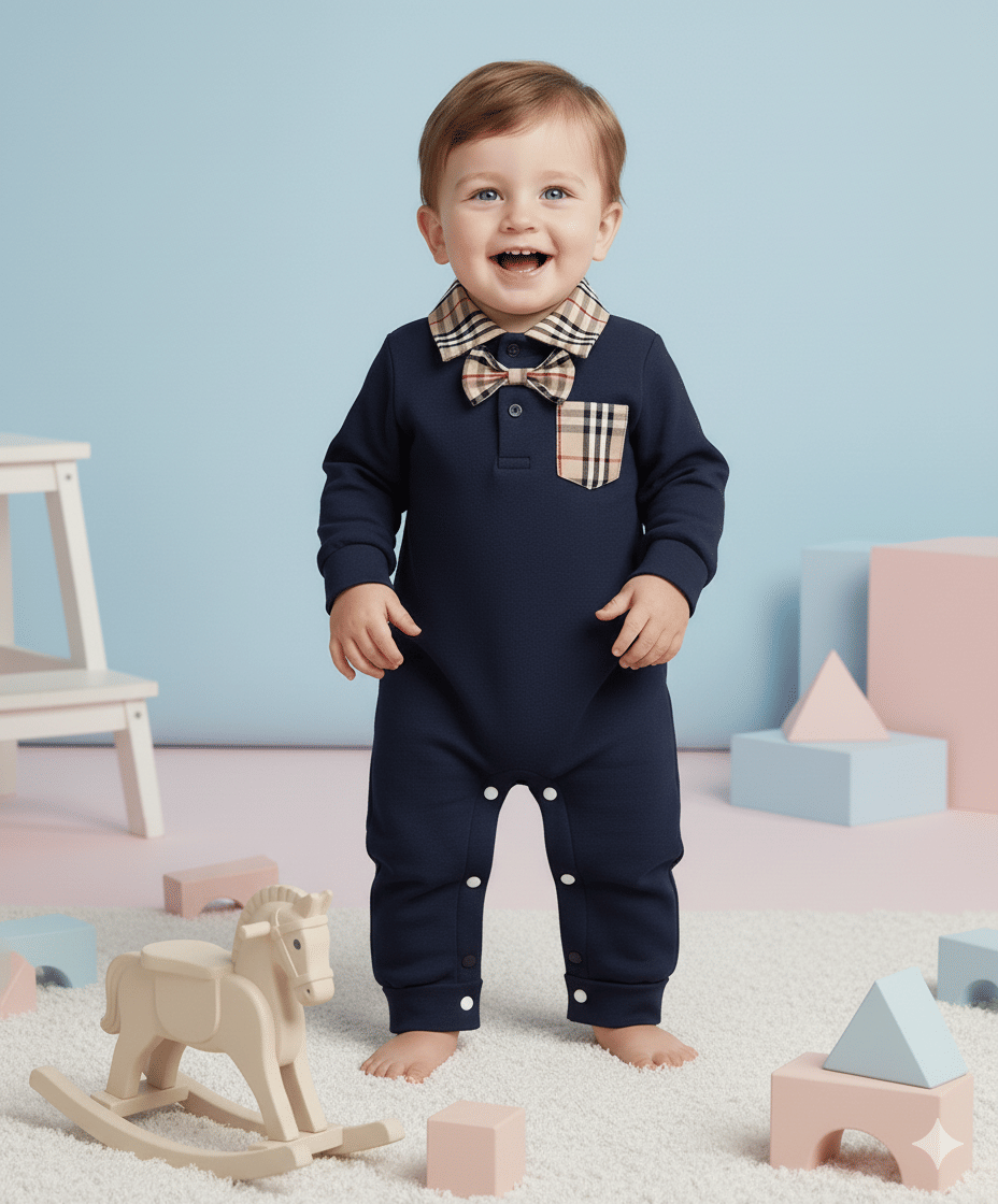     			KDF Pack of 1 Baby Boys Cotton Blend Rompers ( Blue )