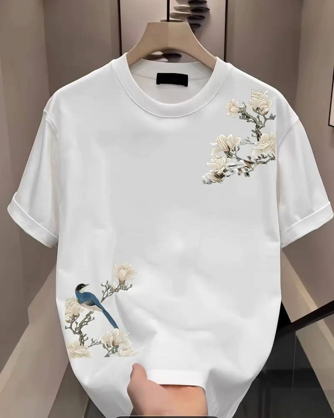     			KM Men Cotton Blend Regular Fit Printed T-Shirt ( White )