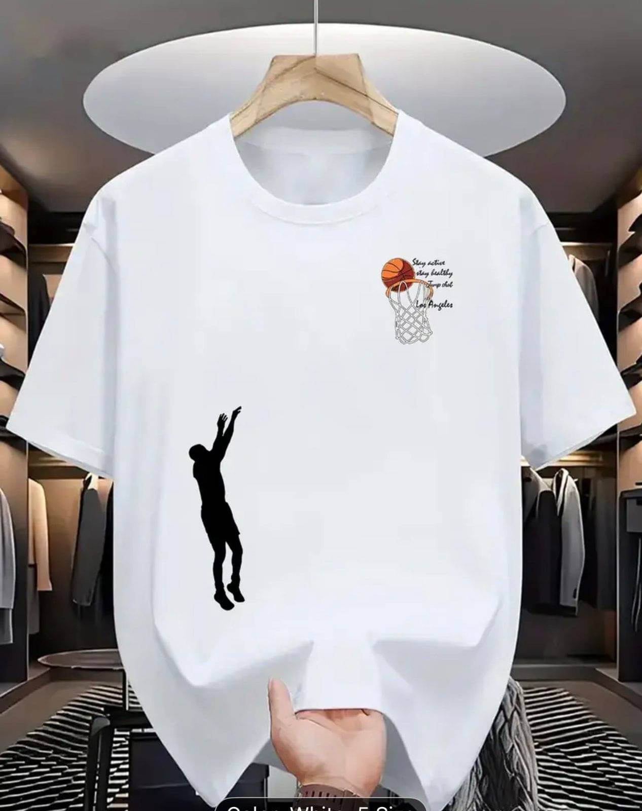     			KM Men Cotton Blend Regular Fit Printed T-Shirt ( White )