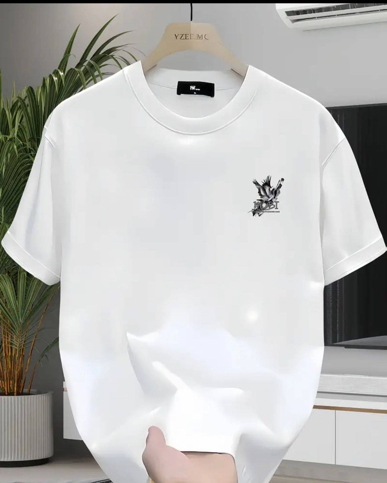     			KM Men Cotton Blend Regular Fit Printed T-Shirt ( White )