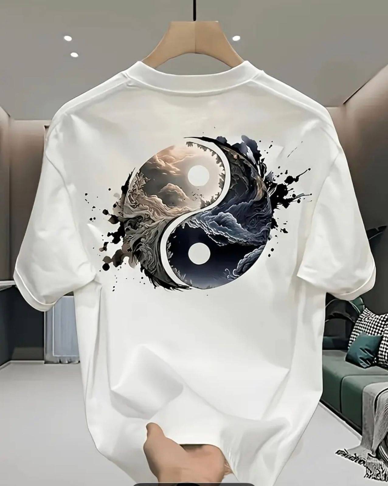 KM Men Cotton Blend Regular Fit Printed T-Shirt ( White )     			KM Men Cotton Blend Regular Fit Printed T-Shirt ( White )