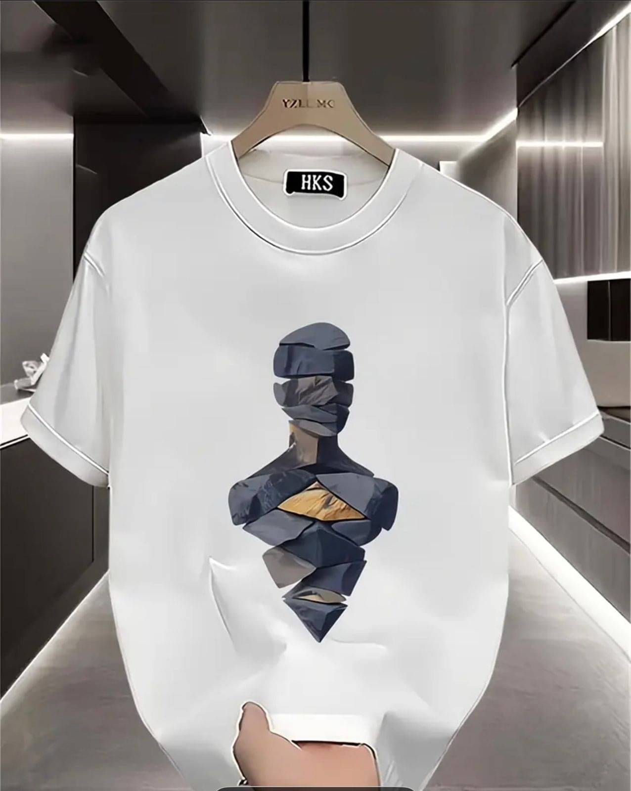     			KM Men Cotton Blend Regular Fit Printed T-Shirt ( White )