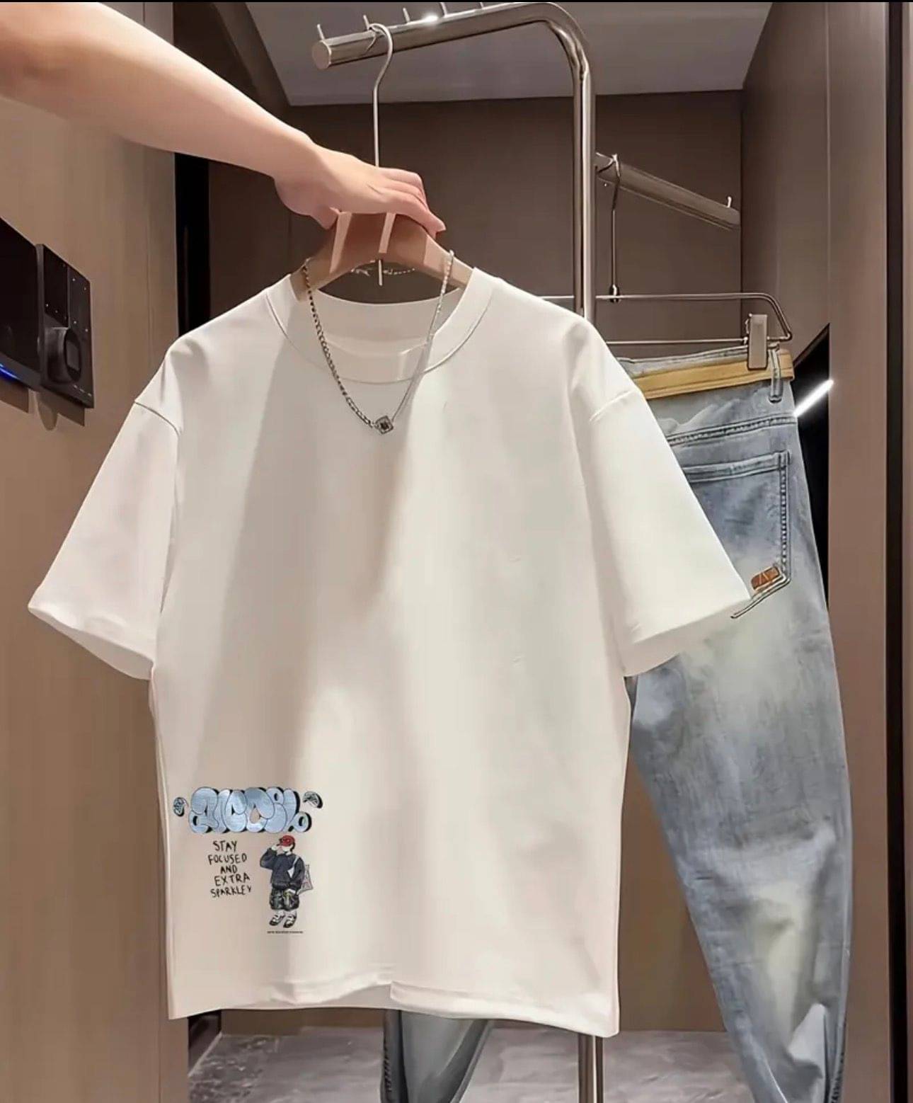 KM Men Cotton Blend Regular Fit Printed T-Shirt ( White ) KM Men Cotton Blend Regular Fit Printed T-Shirt ( White )