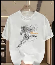 KM Men Cotton Blend Regular Fit Printed T-Shirt ( White )