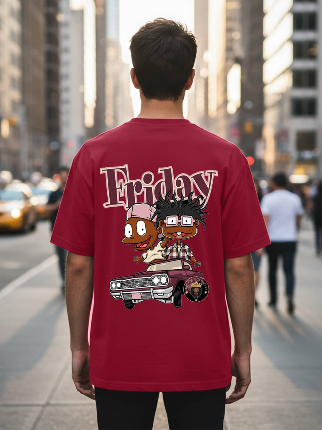 Kanhuzzz Men Cotton Oversized Fit Printed T-Shirt ( Red )     			Kanhuzzz Men Cotton Oversized Fit Printed T-Shirt ( Red )