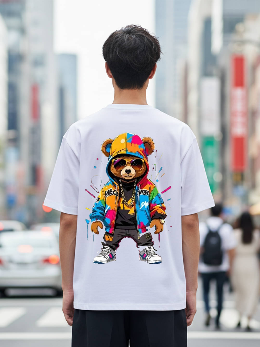 Kanhuzzz Men Cotton Oversized Fit Printed T-Shirt ( White )     			Kanhuzzz Men Cotton Oversized Fit Printed T-Shirt ( White )