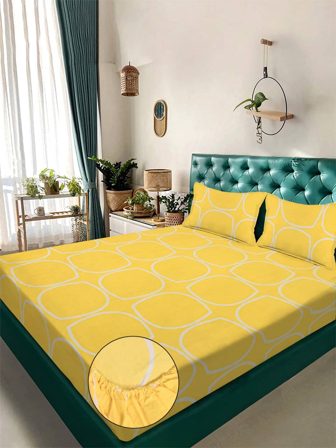 Klotthe Poly Cotton 1 Double King Bedsheet with 2 Pillow Covers ( Yellow )     			Klotthe Poly Cotton 1 Double King Bedsheet with 2 Pillow Covers ( Yellow )