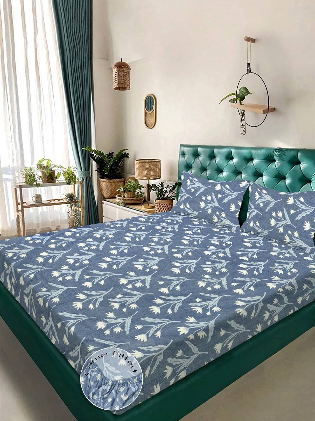Klotthe Poly Cotton 1 Double King Bedsheet with 2 Pillow Covers ( Blue ) Klotthe Poly Cotton 1 Double King Bedsheet with 2 Pillow Covers ( Blue )