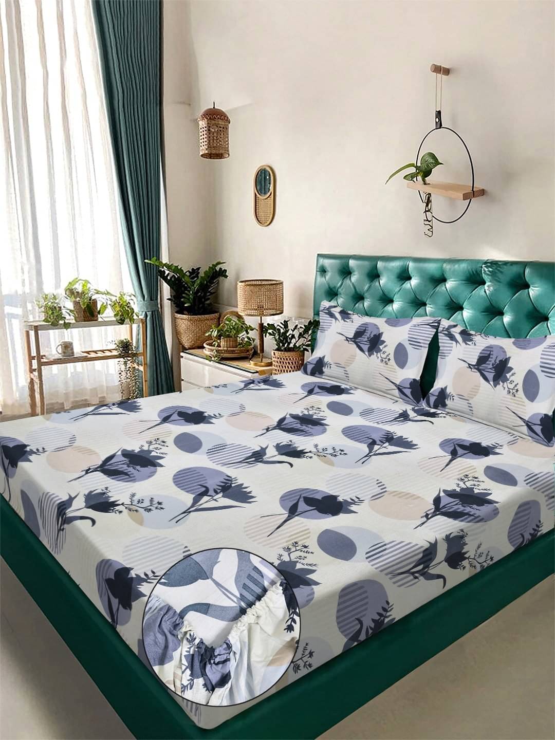     			Klotthe Poly Cotton 1 Double King Bedsheet with 2 Pillow Covers ( Multicolor )