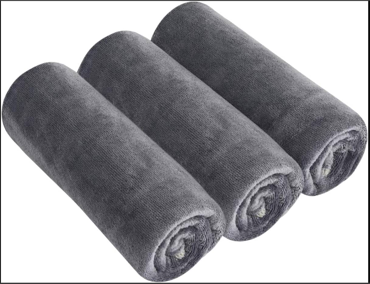     			LOVIO STORE Pack of 3 Cotton 501-600 -GSM Hand Towel ( Gray )