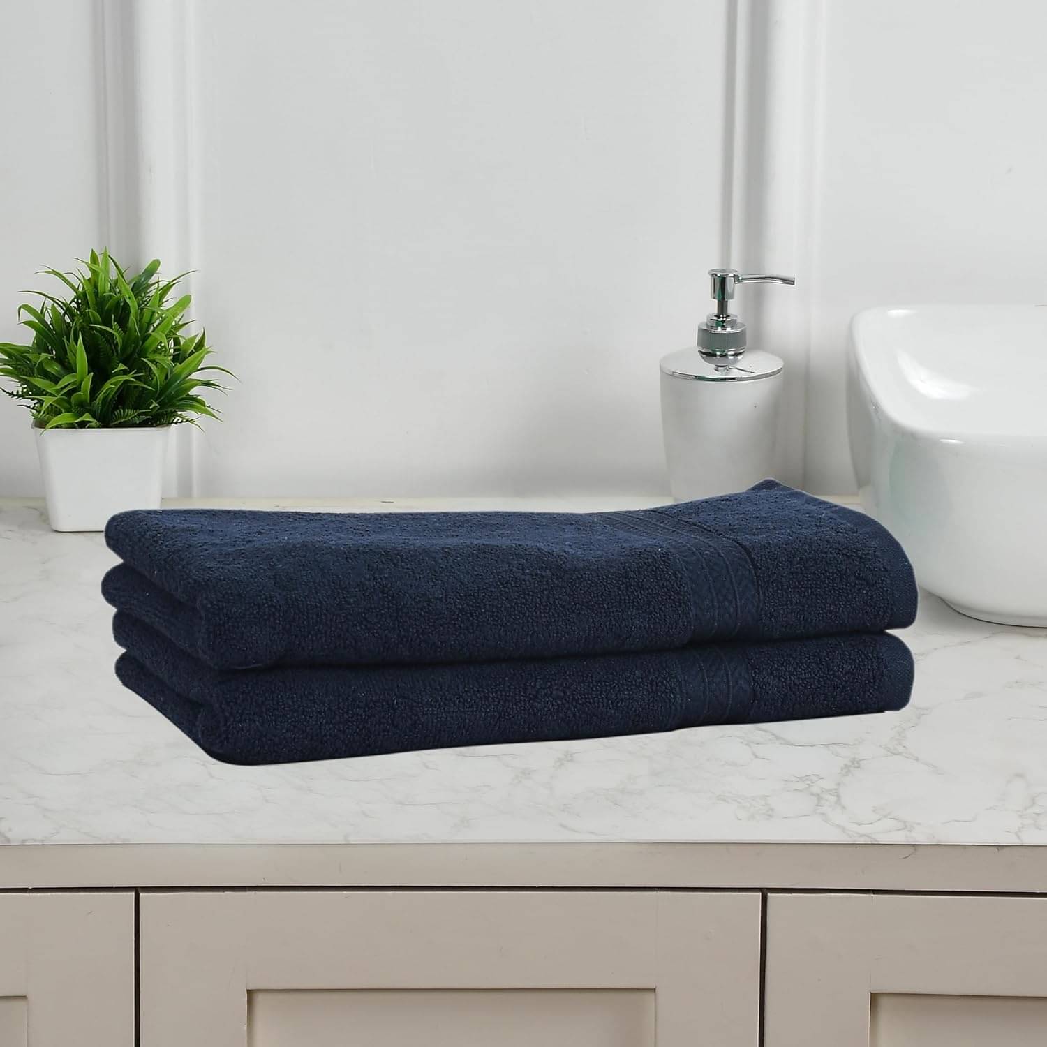 LOVIO STORE Pack of 3 Cotton 501-600 -GSM Hand Towel ( Navy Blue ) LOVIO STORE Pack of 3 Cotton 501-600 -GSM Hand Towel ( Navy Blue )