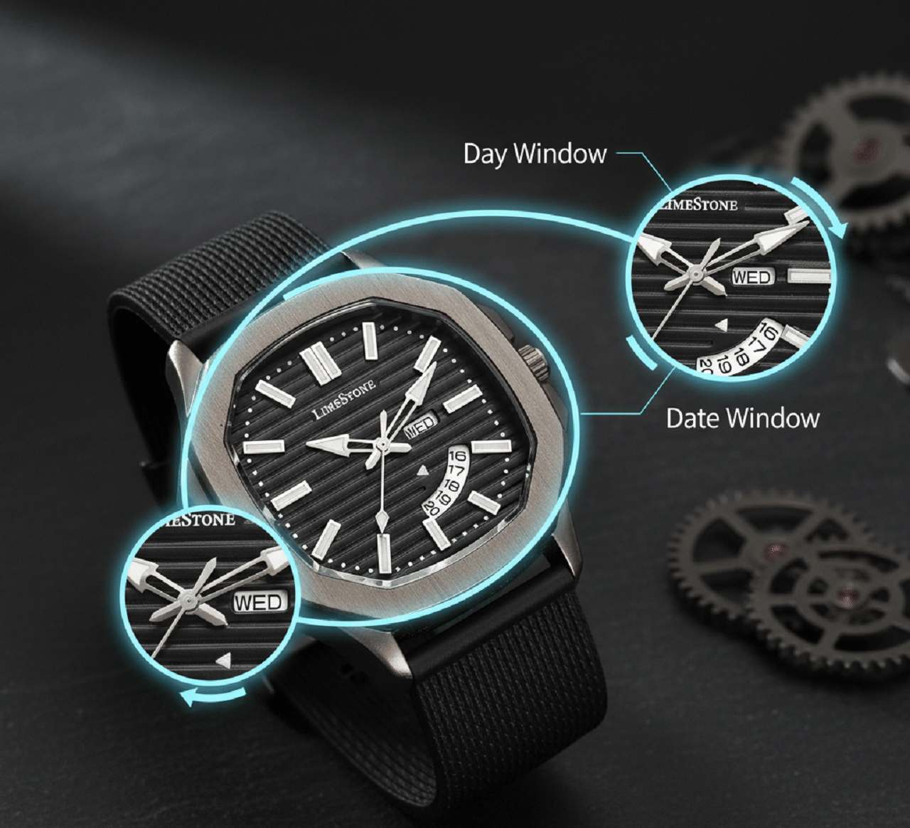     			LimeStone Black Silicon Analog Men's Watch