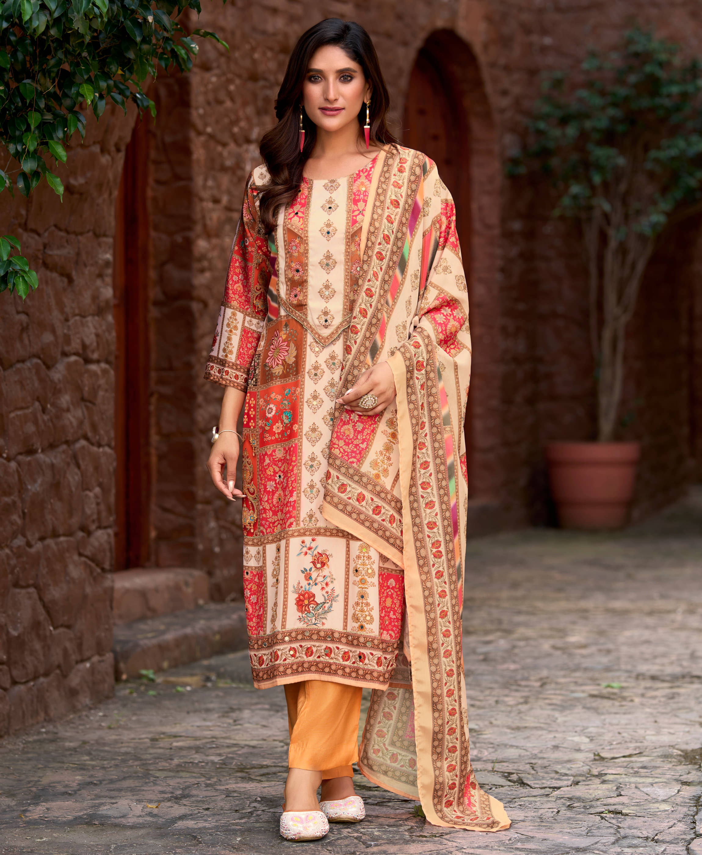 MOJILAA Women Crepe Printed Straight Kurti With Pants ( Multicolor )     			MOJILAA Women Crepe Printed Straight Kurti With Pants ( Multicolor )