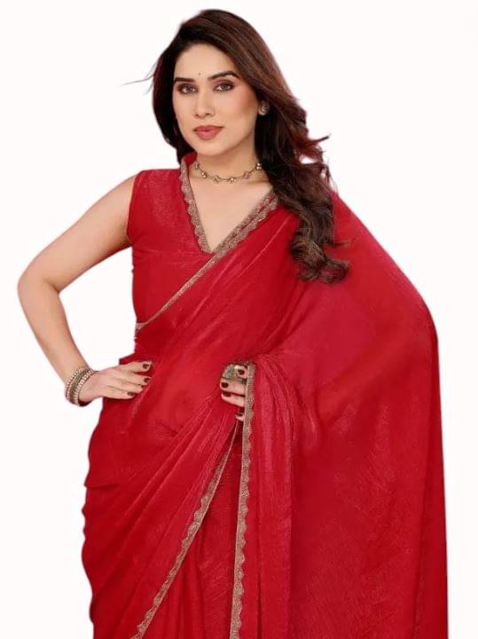     			Madhav Art Chiffon Embroidered Regular Saree With Unstitched Blouse Piece ( Red )