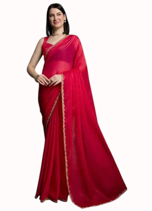     			Madhav Art Chiffon Embroidered Regular Saree With Unstitched Blouse Piece ( Pink )