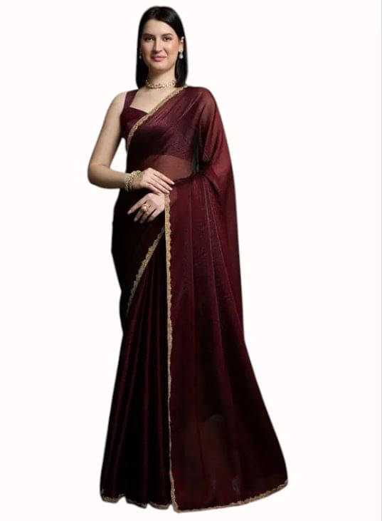     			Madhav Art Chiffon Embroidered Regular Saree With Unstitched Blouse Piece ( Maroon )