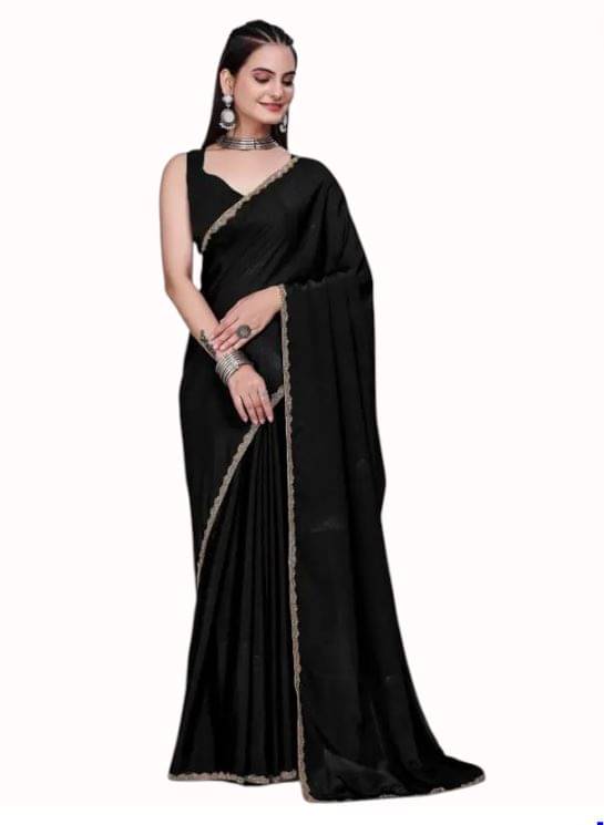 Madhav Art Chiffon Embroidered Regular Saree With Unstitched Blouse Piece ( Black ) Madhav Art Chiffon Embroidered Regular Saree With Unstitched Blouse Piece ( Black )