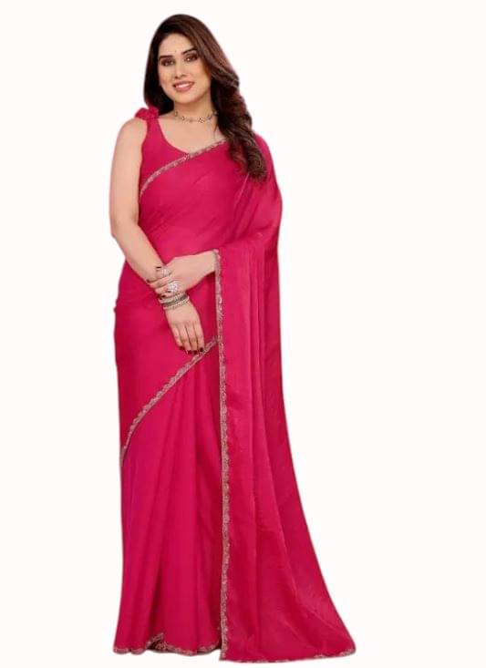 Madhav Art Chiffon Embroidered Regular Saree With Unstitched Blouse Piece ( Pink ) Madhav Art Chiffon Embroidered Regular Saree With Unstitched Blouse Piece ( Pink )