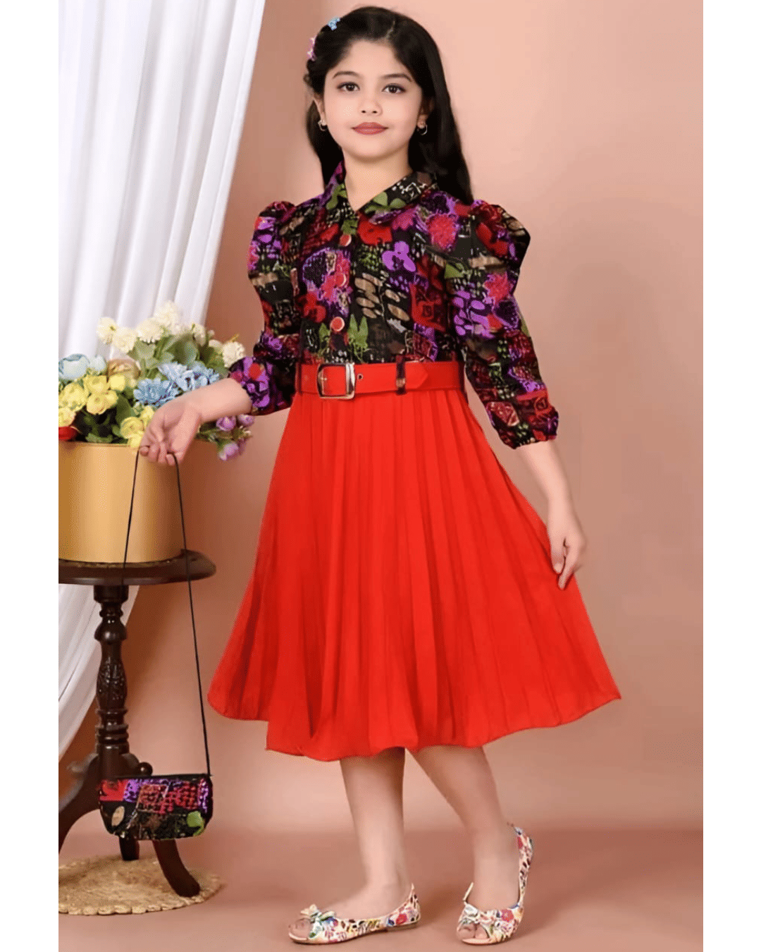    			NAMIA Silk Blend Frock For Girls ( Pack of 1 , Red )