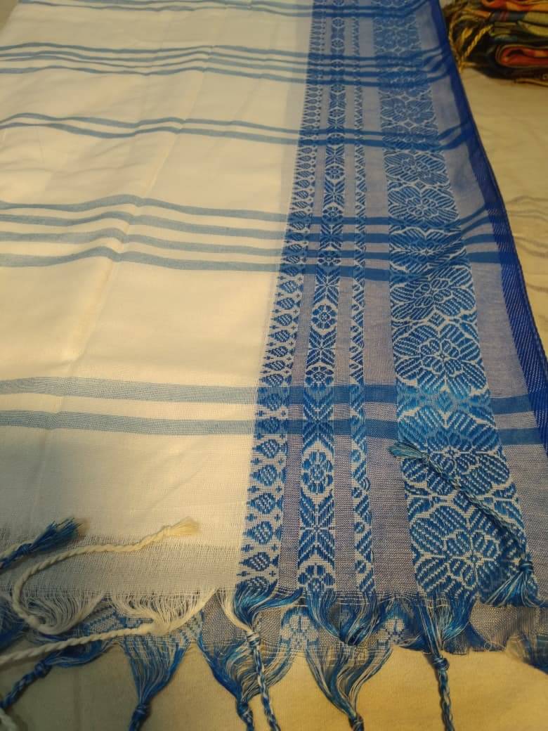     			PRIYAM STYLE HUB Cotton Blend Solid Tant Saree With Unstitched Blouse Piece ( White )