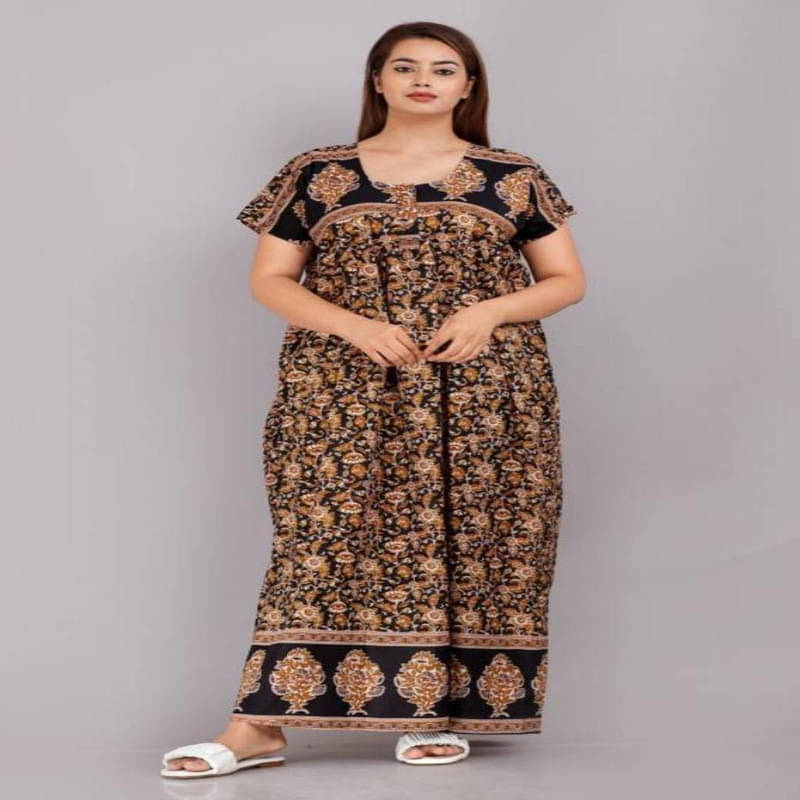     			Purple Flamingo Cotton Printed Women Regular Nighty ( Brown )