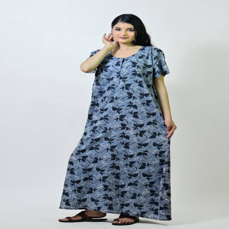    			Purple Flamingo Cotton Printed Women Regular Nighty ( Blue )