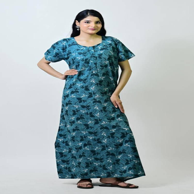     			Purple Flamingo Cotton Printed Women Regular Nighty ( Green )
