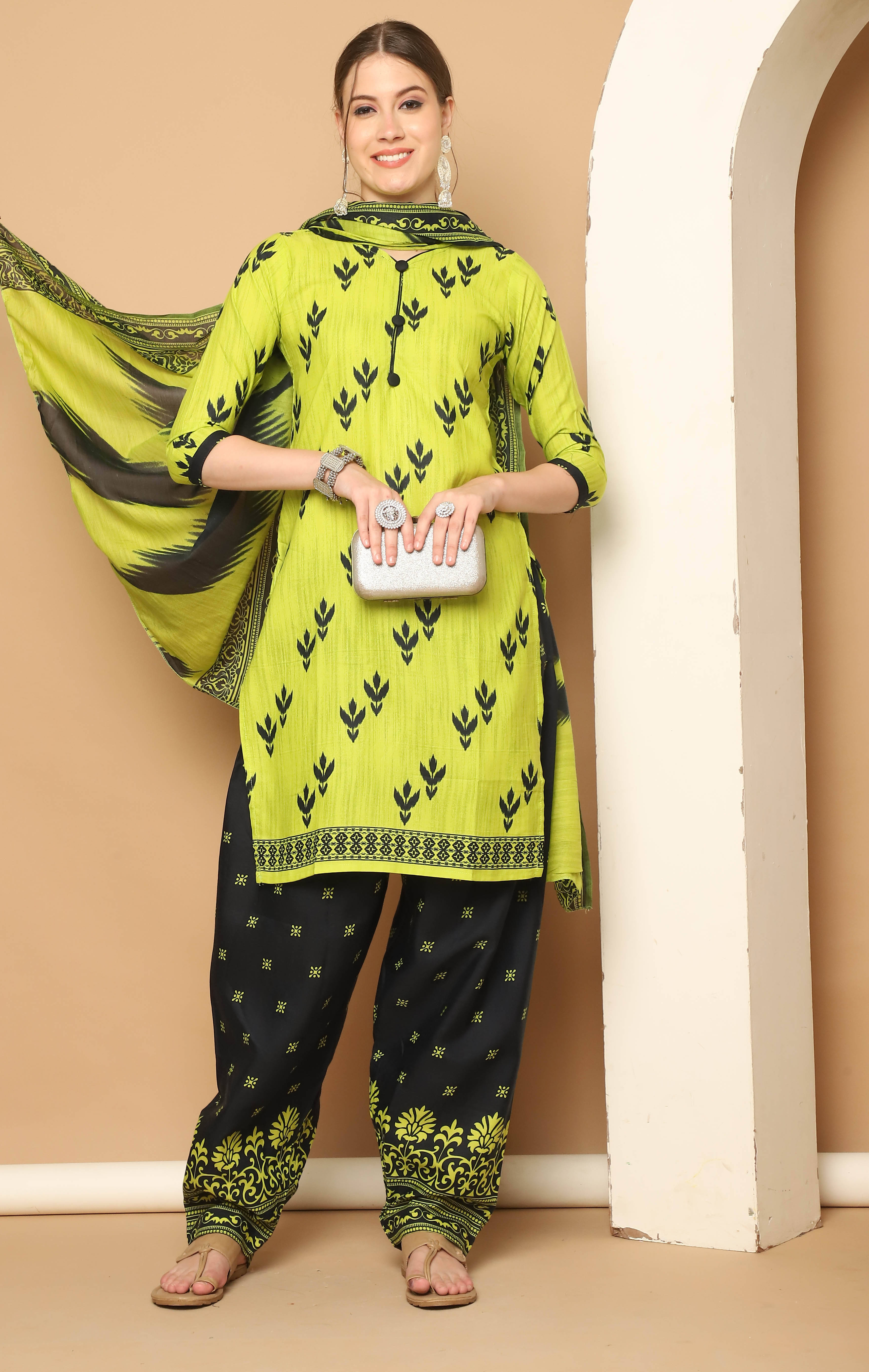 ROLYPOLY Women Cotton Blend Printed Straight Kurti With Patiala Salwar ( Yellow ) ROLYPOLY Women Cotton Blend Printed Straight Kurti With Patiala Salwar ( Yellow )