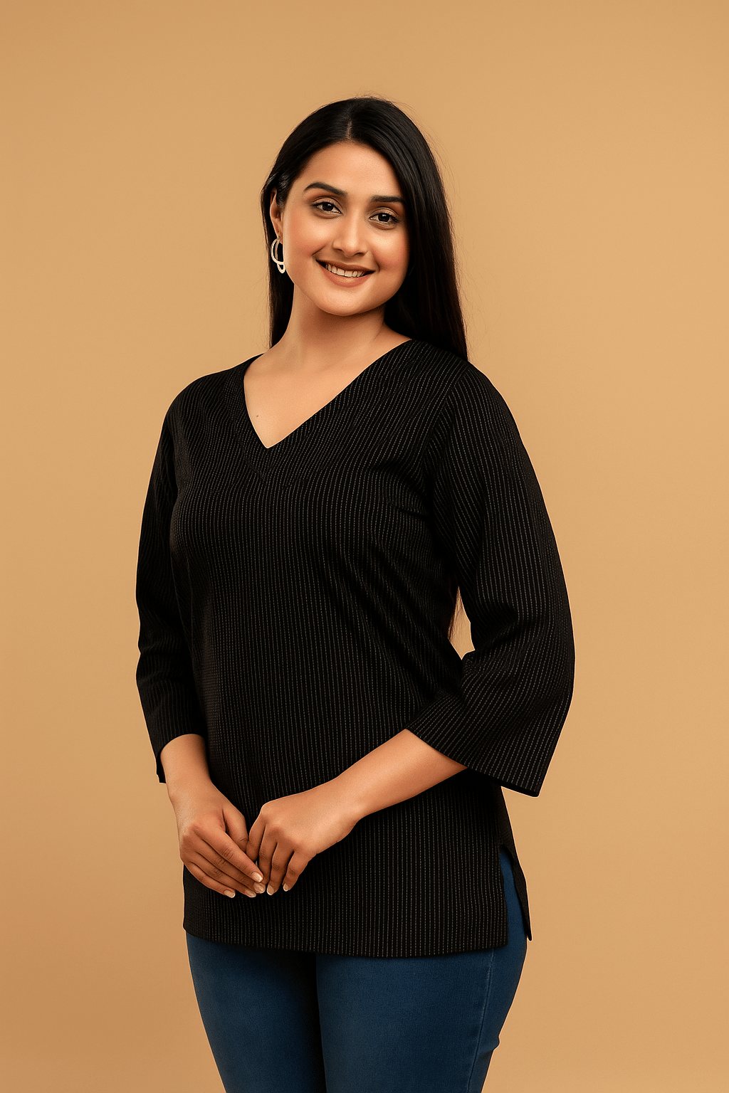 Rangrekha creations Women's Cotton Regular Top ( Black )     			Rangrekha creations Women's Cotton Regular Top ( Black )