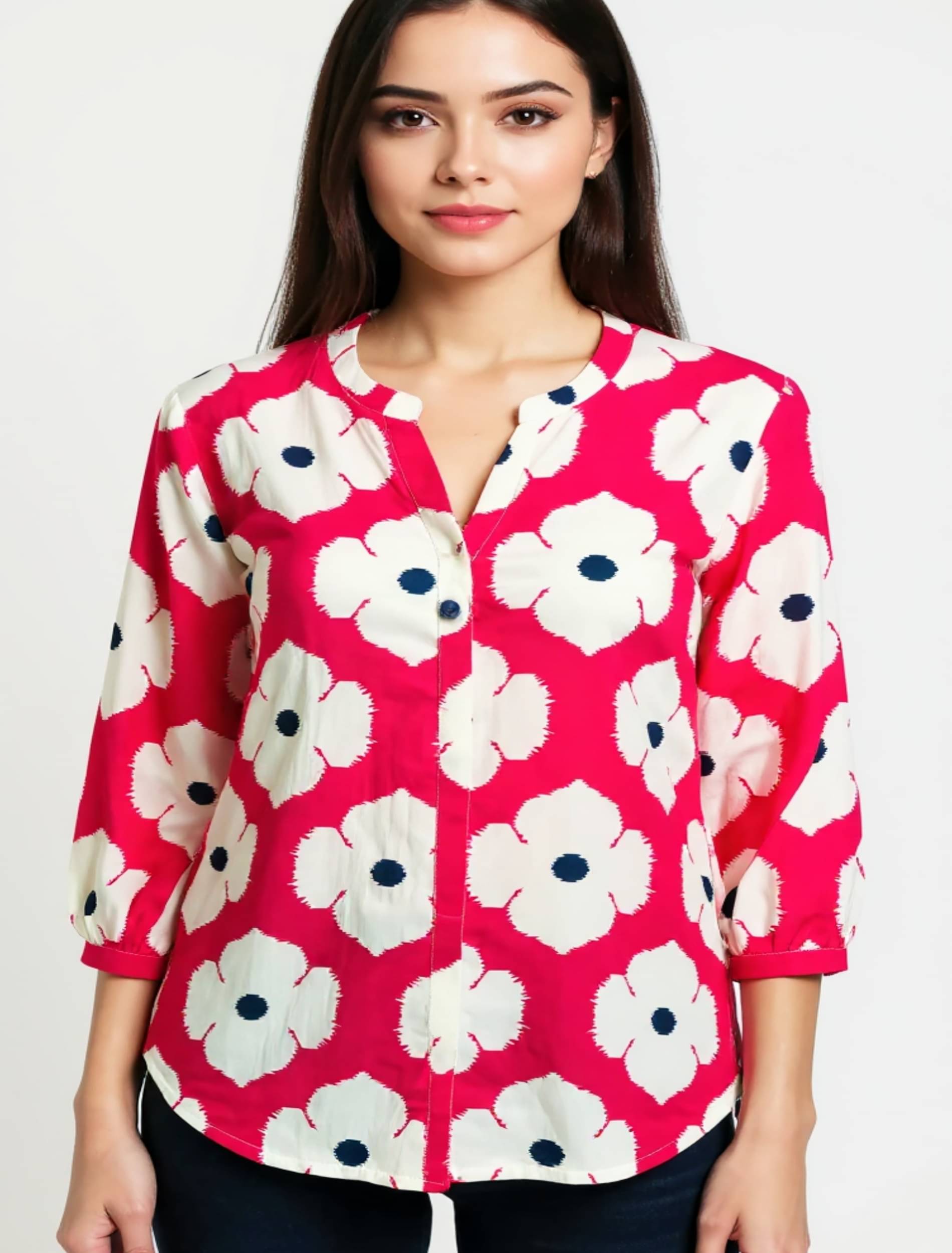 Rangrekha creations Women's Cotton Regular Top ( Pink ) Rangrekha creations Women's Cotton Regular Top ( Pink )