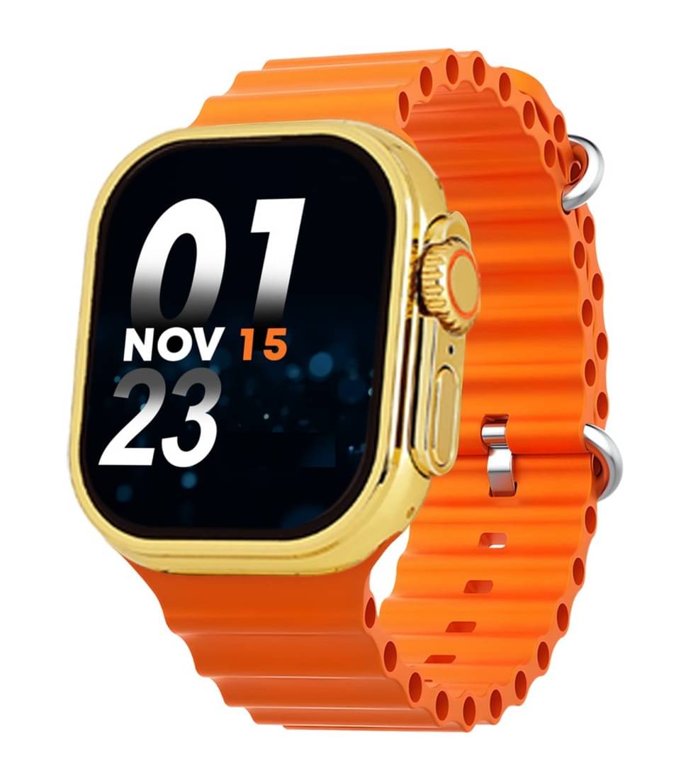     			SKYRISE Ultra Max Golden Edition Smartwatch | Heart Rate | Steps | Wireless Charging Smartwatch (Orange Strap, 2.01 Inch Big Sunlight Proof Display)