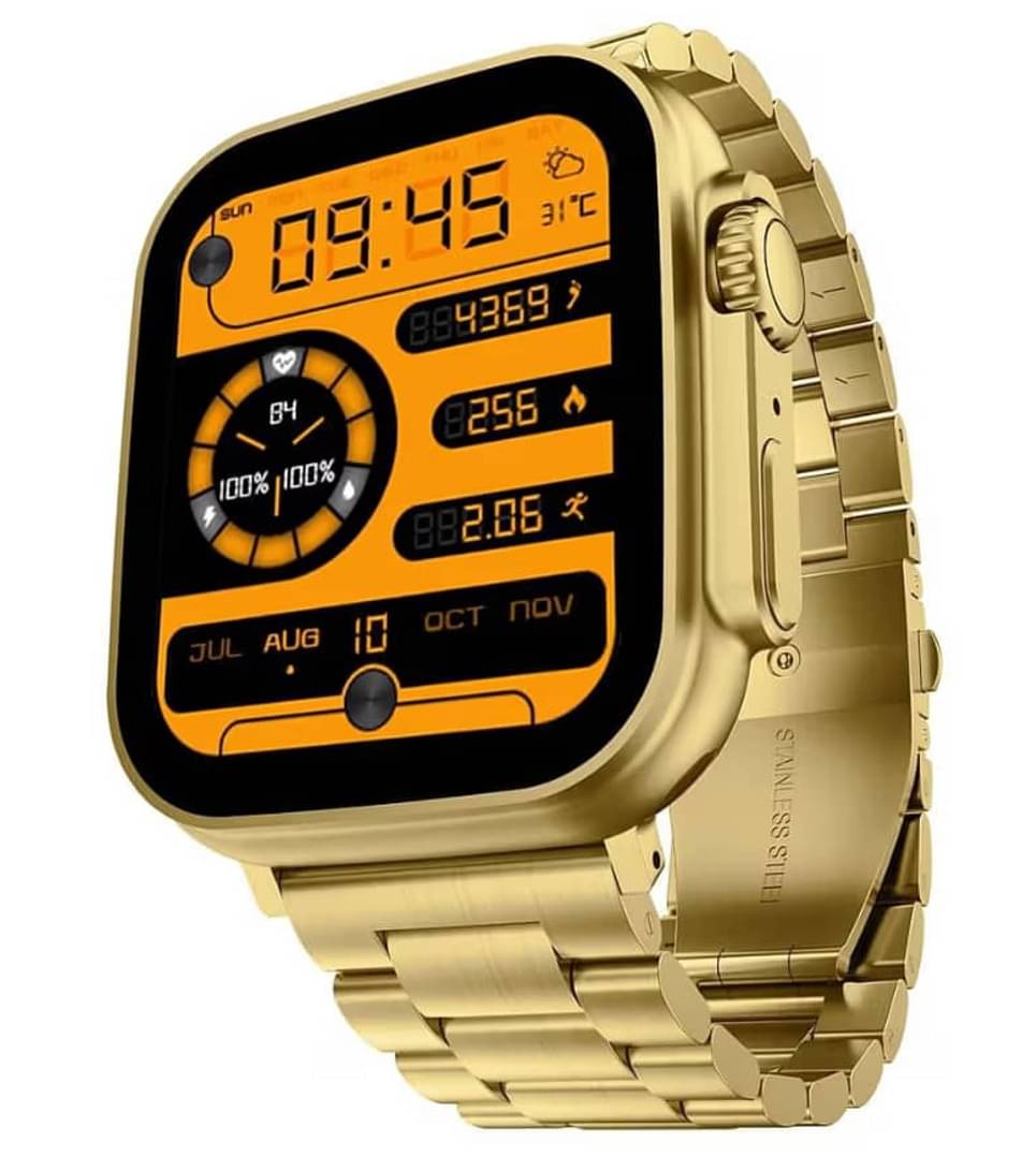     			SKYRISE Ultra Max Golden Edition Smartwatch | Heart Rate | Steps | Wireless Charging Smartwatch (Golden Strap, 2.09 Inch Big Sunlight Proof Display)