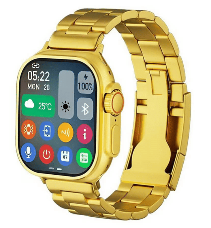     			SKYRISE Ultra Max Golden Edition Smartwatch | Heart Rate | Steps | Wireless Charging Smartwatch (Golden Strap, 2.09 Inch Big Sunlight Proof Display)