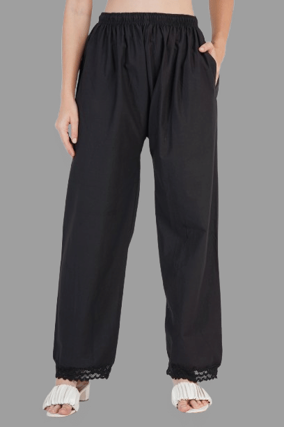 SUMAYA FASHION Women Cotton Blend Solid Palazzos ( Black )     			SUMAYA FASHION Women Cotton Blend Solid Palazzos ( Black )