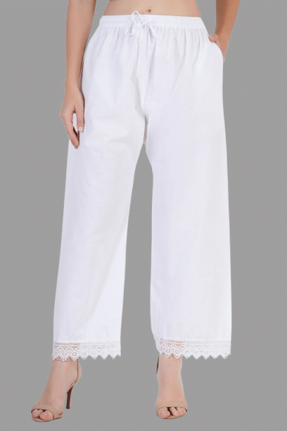     			SUMAYA FASHION Women Cotton Blend Solid Palazzos ( White )