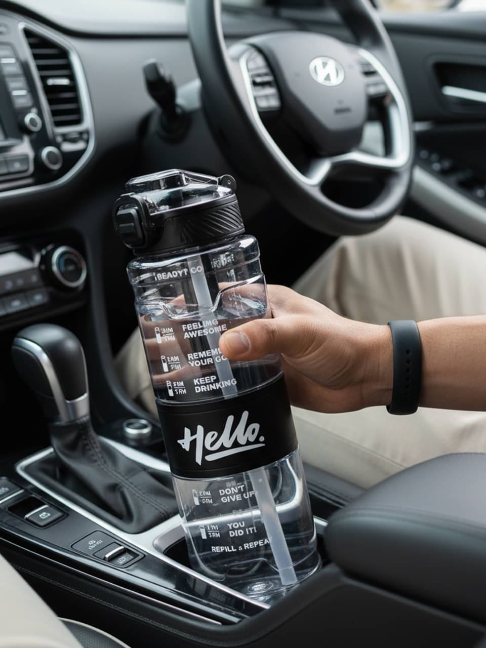 Sageware Hello Printed 1000ml Water Bottle for Gym Office Black Plastic Sipper Water Bottle 1000 mL ( Set of 1 ) Sageware Hello Printed 1000ml Water Bottle for Gym Office Black Plastic Sipper Water Bottle 1000 mL ( Set of 1 )