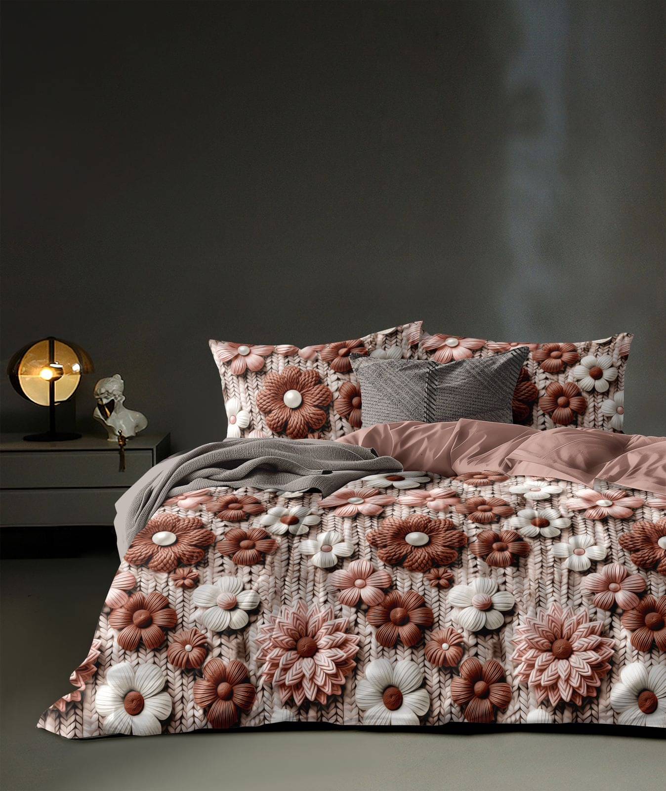     			Sky Tex Glace Cotton 1 Double Queen Bedsheet with 2 Pillow Covers ( Brown )