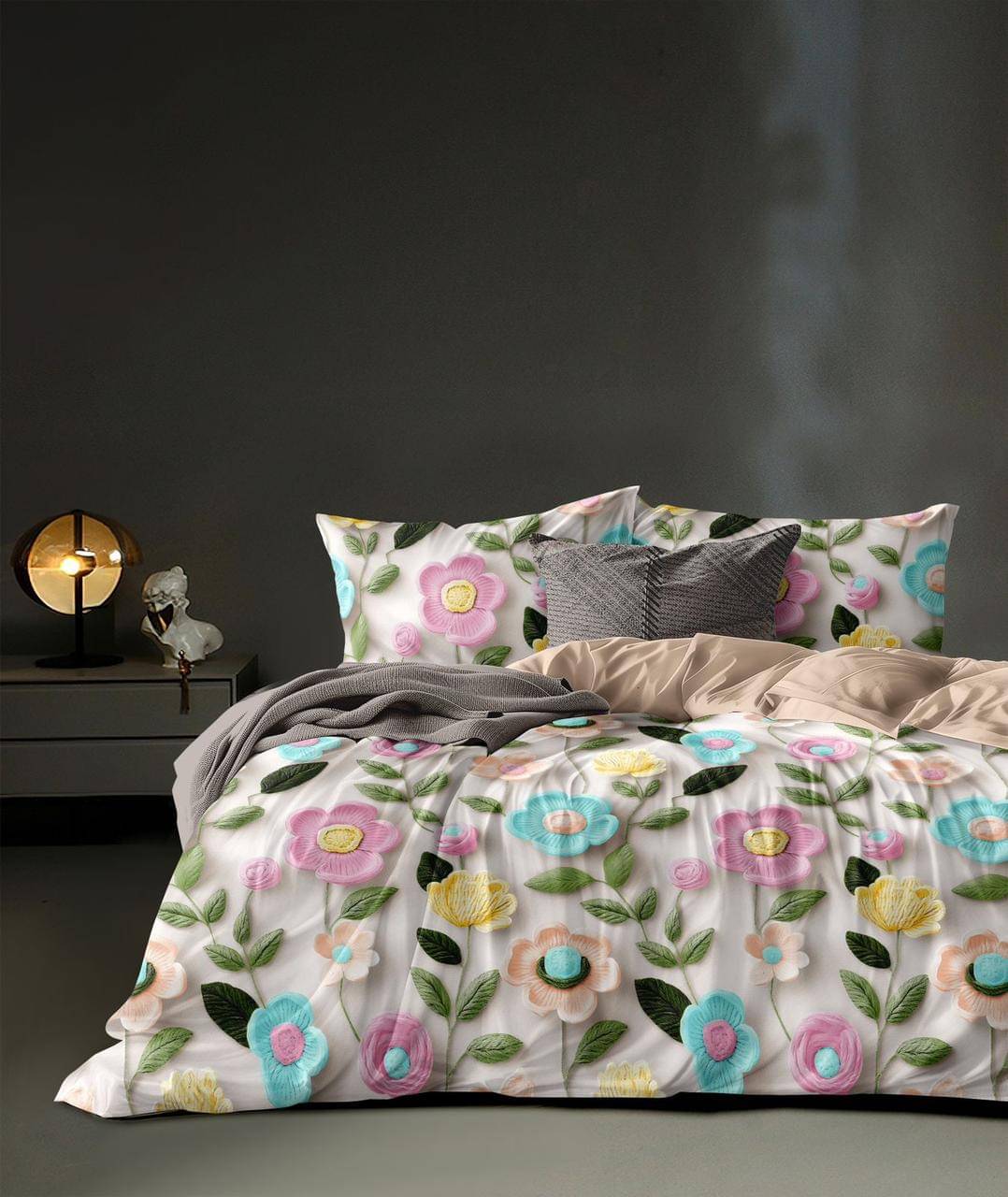 Sky Tex Glace Cotton 1 Double Queen Bedsheet with 2 Pillow Covers ( Cream ) Sky Tex Glace Cotton 1 Double Queen Bedsheet with 2 Pillow Covers ( Cream )